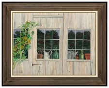Framed Original Oil Painting Landscape by Smith, River Valley with Mountains, 53 x 29.5 in — listing 5