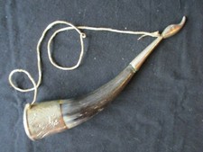 Hammered Metal Elongated Serving Bowl with Antler Horn Handles