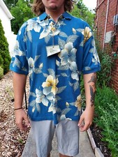 Blackwater Bay Men's Tropical Palm Leaf Print Cotton Polo Shirt, Size XL — listing 4