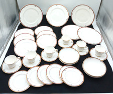 Royal Doulton Vogue Collection 'Sophistication' TC1157 Fine China Dinner & Tea Set for 6 (White with Pink Blossom & Sage Border) — listing 2