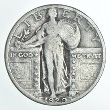 1929 Standing Liberty Silver Quarter (Type 2), 90% Silver