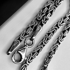 Sterling Silver Byzantine-Style Multi-Strand Bracelet with Green Cabochons, 6.75", listing 6