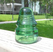 Antique Aqua Green Glass Telegraph Insulator with Embossed Star, 4 inch — listing 5