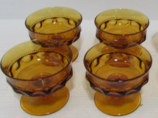 Vintage Amber Glass Small Berry / Dessert Bowl with Scalloped Rim and Star Burst Base — listing 3