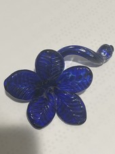 Hand-Blown Art Glass Long-Stem Flower Sculpture with Twisted Stem — listing 2