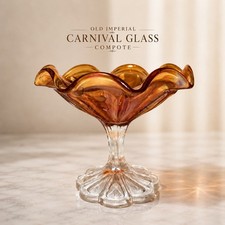 Set of 3 Vintage Carnival Glass Ruffled Compotes / Nappy Bowls — listing 2