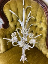 Vintage Italian Gilt Tole Wheat Sheaf Two-Light Wall Sconce