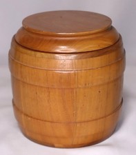 Vintage Barrel-Form Covered Tobacco/Humidor Jar, Black with Gold Trim — listing 5