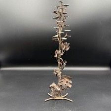 Signed Brutalist Welded Metal Miniature Sculpture on Stone Base, Signed 'Lewik' Signature reads 'Lewik'