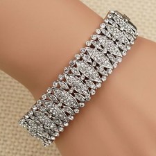 Vintage Gold-Tone Bangle Bracelet with Clear Rhinestones, Hinged Clasp — listing 3