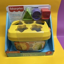 Vintage Fisher-Price Baby's First Blocks Shape Sorter (yellow/blue) with Blocks Partial set