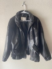 Vintage 1980s Black Patchwork Leather Bomber Jacket, Men's Size XXL — listing 5