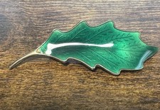 Sterling Silver & Enamel Leaf Motif Necklace and Earrings Set