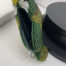 Hand-Beaded Frog & Lily Pad Crossbody Purse with Beaded Strap