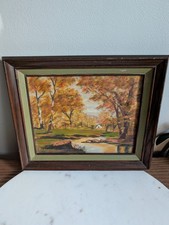 Original Autumn Landscape Oil Painting on Grumbacher Canvas Panel, Signed Hartman — listing 3