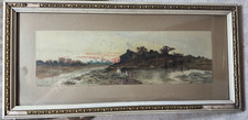 Antique Watercolor Landscape Painting with River, Cottage & Tree, Signed — listing 3