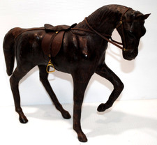 Vintage Leather-Wrapped Horse Figurine with Saddle and Bridle, 25" x 5" x 20"H — listing 5