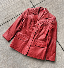 Preston & York Women's Red Genuine Leather Zip Front Jacket, Size L — listing 6