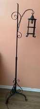 Wrought Iron Torchiere Floor Lamp with Amber Glass Uplight Shade — listing 4