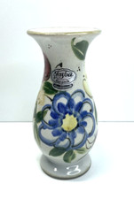 Jasba Keramik West German Pottery Vase with Cobalt Blue Floral Relief — listing 3