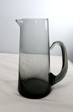 Pair of Smoked Glass Pitchers with Amber Applied Handles — listing 5
