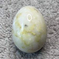 Carved Stone Decorative Eggs, Set of 2 (Cream Onyx/Alabaster & Red-Brown Marble) — listing 2
