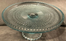 Vintage Candlewick-Style Beaded Rim Glass Pedestal Cake Stand with Starburst Pattern — listing 4
