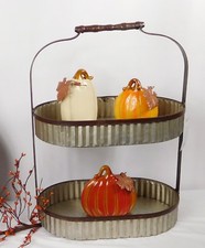 3-Tier Galvanized Metal Woven Basket Storage Stand with Wrought Iron Frame — listing 5