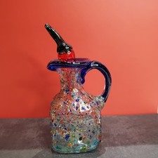 Vintage Avalos Hand-Blown Green Glass Cruet with Ball Stopper — listing 4