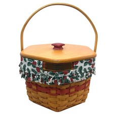 Longaberger Snowflake Christmas Basket with Wooden Lid and Swing Handle — listing 4