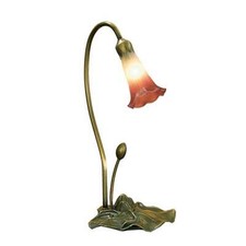 Three-Light Pond Lily Table Lamp with Bronzed Metal Base and Tulip Glass Shades — listing 4