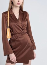 Topshop Satin Wrap Top Coral Mauve Kimono Sleeve — listing 4