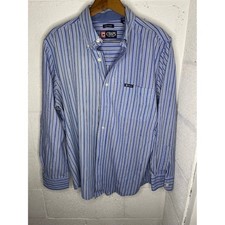 Chaps Easy Care Men's Blue Striped Long-Sleeve Button-Down Shirt, Size 2XLT — listing 2