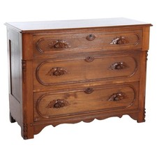 Antique Victorian Eastlake Solid Walnut Carved Chest of Drawers, 1880s — listing 4
