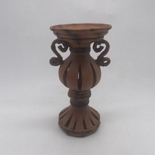 Rustic Hand-Carved Wooden Wall Sconce Candle Holder
