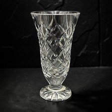 Pressed Crystal Glass Vase with Fanned Rim and Diamond Cut Pattern — listing 2