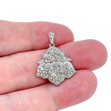 1930s Sterling Silver and Marcasite Art Deco Pendant Necklace with Chain — listing 4