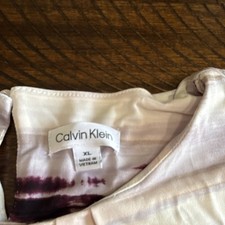 Calvin Klein Multi-Colored Geometric Print Sleeveless Pleated Neck Top, Size Medium