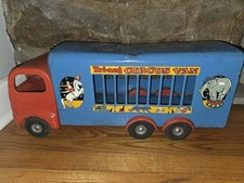 Vintage Tri-ang Pressed Steel Delivery Van / Box Truck (Made in South Africa), Red Cab & Blue Body — listing 5