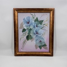 Framed Original Red Hibiscus Floral Painting, Signed — listing 5