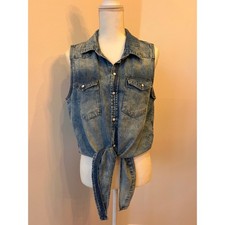 Velvet Heart Chambray Denim Shirt Dress with Belt, Size M — listing 4
