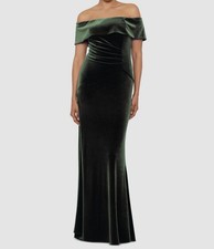 Xscape Emerald Green Velvet Ruched Sleeveless Evening Gown, Size 16 — listing 6