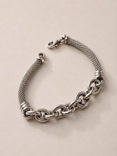 Multi-Strand Silver Mesh Chain Bracelet with Central Bar Station — listing 3