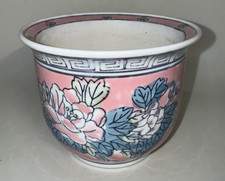 Chinese Famille Rose Hand-Painted Porcelain Cachepot/Planter with Bird & Floral Design — listing 4