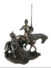 Vintage Don Quixote and Sancho Panza Figurine Pair, Spanish Carved-Look Resin/Composition Sculptures — listing 3