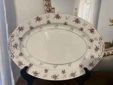 Pair of Vintage 1940s Floral Serving Platters with Gold Filigree Trim — listing 6