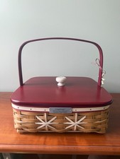 Longaberger 2009 Christmas Collection Snowflake Cookie Basket with Wooden Lid, Protector Liner & Fabric Liner — listing 2