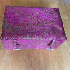 Vintage Floral Brocade Jewelry Travel Roll Pouch with Faux Pearl Necklace and 'A Note to Milady' Card — listing 5