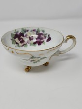 Cherry China Sweet Violets Porcelain Cream and Sugar Set with Gold Trim — listing 3
