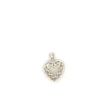 Sterling Silver Dangling Double Puffed Heart Charm Ring — listing 2